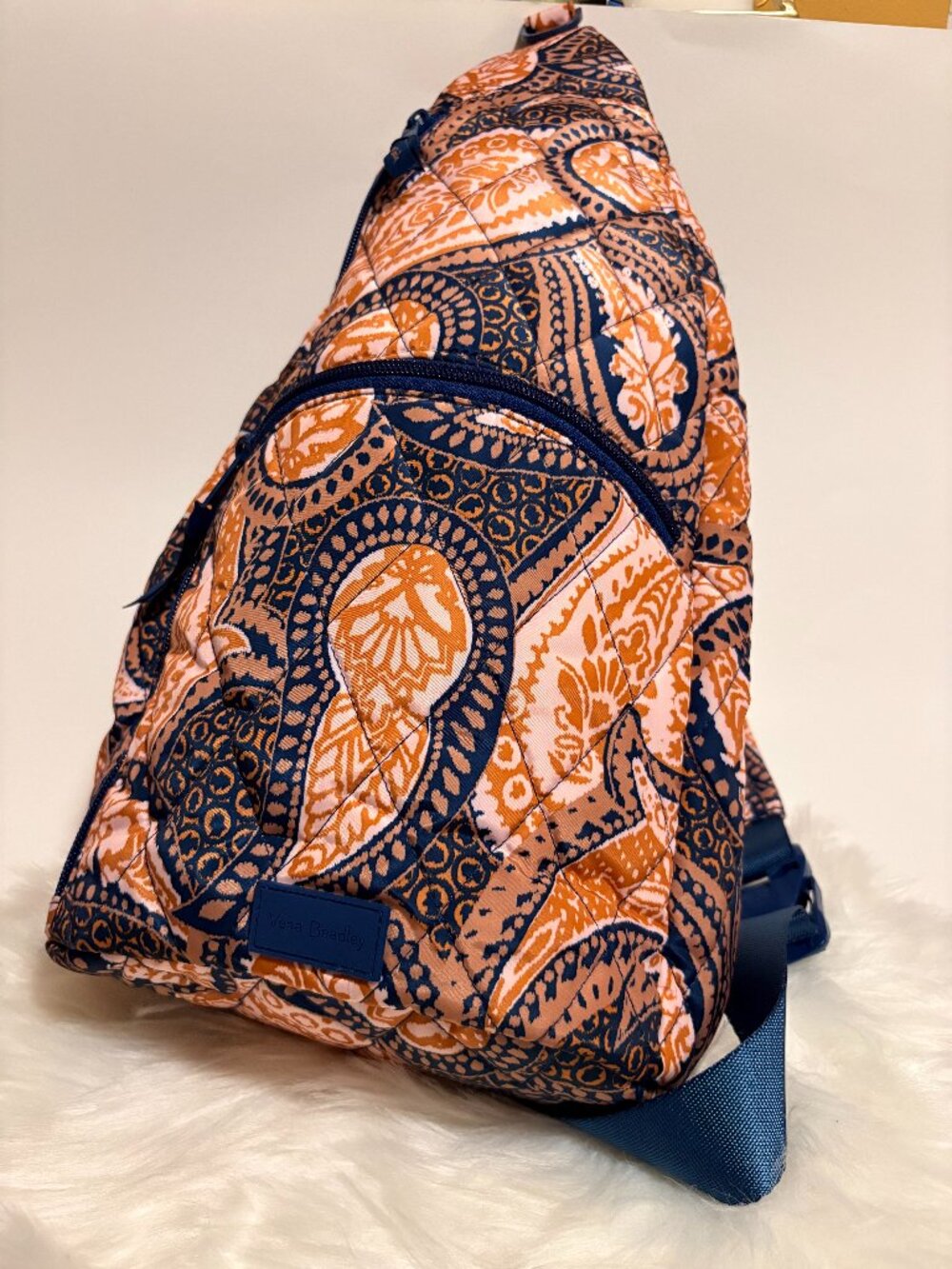 Vera Bradley Quilted Cotton Sling Backpack Paisley Crossbody Travel Bag NWOT